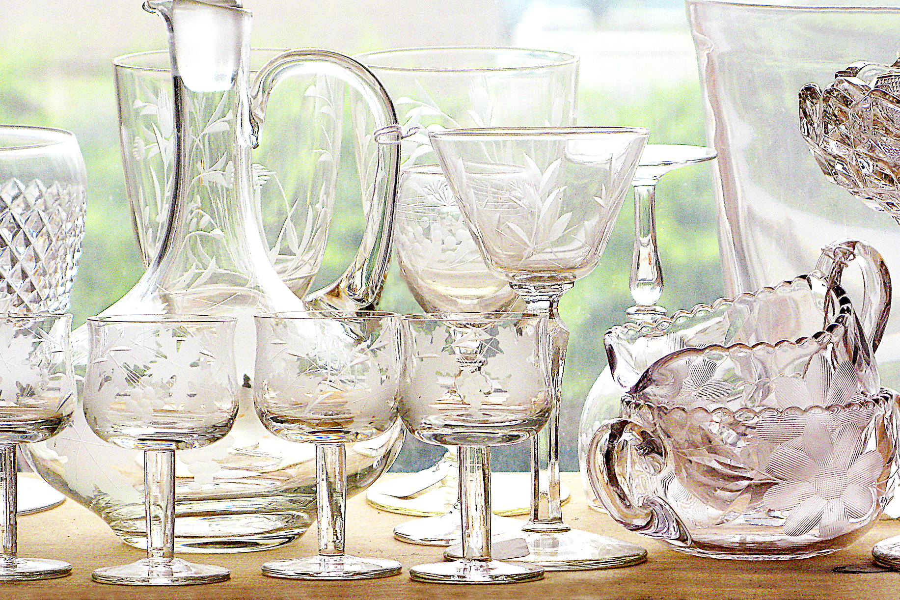 VTG Anchor Hocking Cut Diamond Quilted Pattern Clear Glass Drinking Glasses  (4)