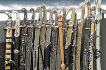 row of ancient swords