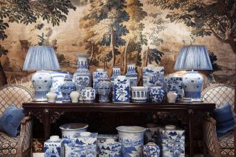 A collection of Chinese blue and white porcelain planters 