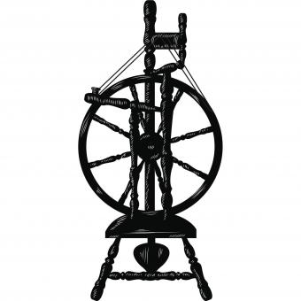 Irish castle spinning wheel