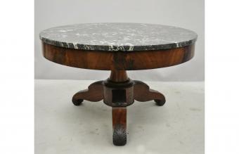 American Empire Round Marble Top Table