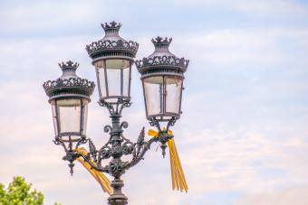 Street Light with Yellow Ribbons