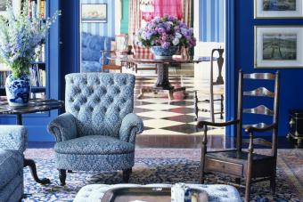 Blue Rooms on Main Floor of Traditional Home