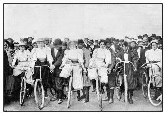 Victorian women on bicycles