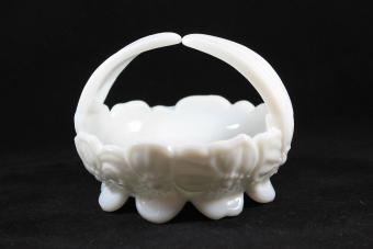 Westmoreland Milk Glass Basket from TwiceAroundAntiques Etsy Shop