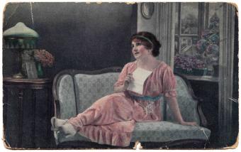 Woman sitting on the couch