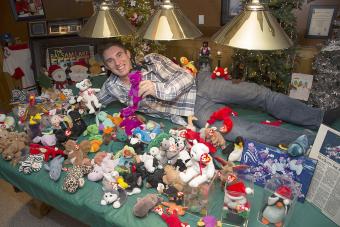 Mike Garard cherishing his Beanie Babies collection