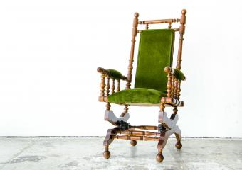 Classical style rocking chair with green wool 