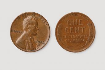 Wheat penny back and front on white