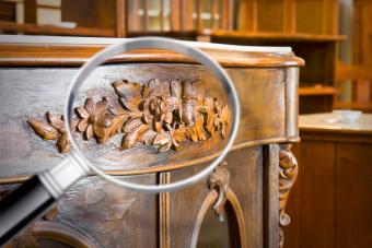 Detail of an antique wooden Italian furniture