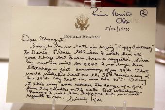 autograph note from Ronald Reagan