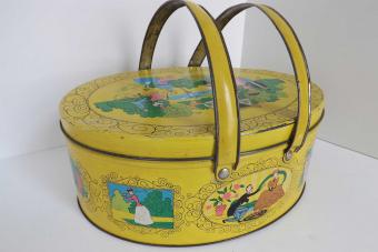 vintage sewing tin box