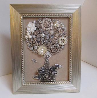 Jeweled Framed Jewelry Art Topiary