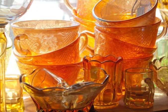 Cracked antique glass cup