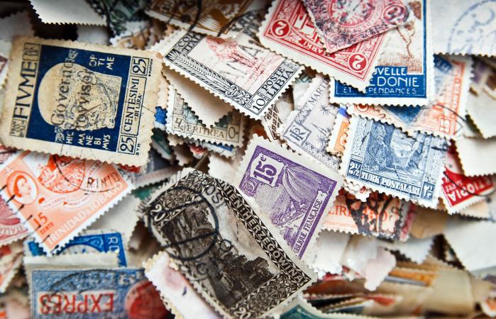 Collection of antique postage stamps