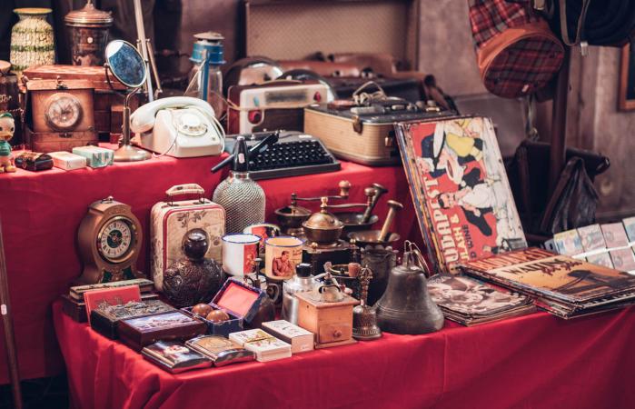 vintage objects at flea market