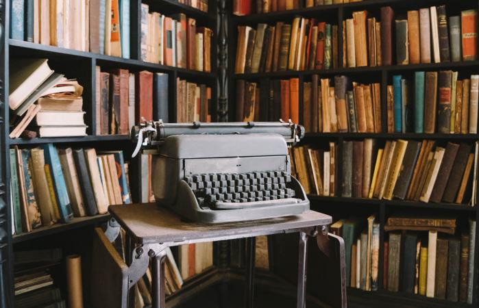 books and typewriter