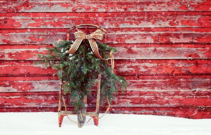 Antique sled decorated for Christmas