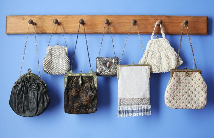 antique purses hanging