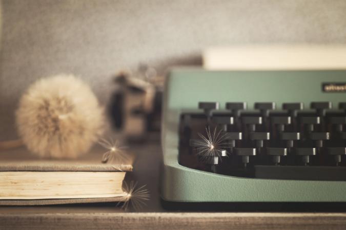 Olivetti typewriter with dandelion
