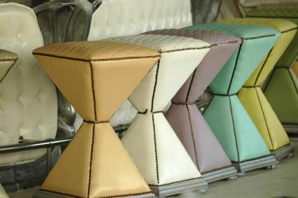 Vintage pastel bar stools.