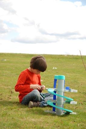 Boy with autism playing with toy