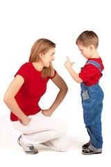 Mother disciplining child