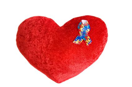 Heart pillow with autism ribbon
