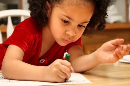 Little girl coloring