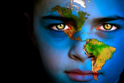 boy with world face paint