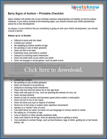 Checklist of Early Austism Symptoms thumbnail