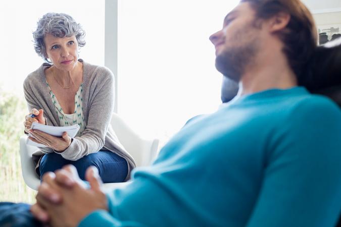 Person talking to a therapist