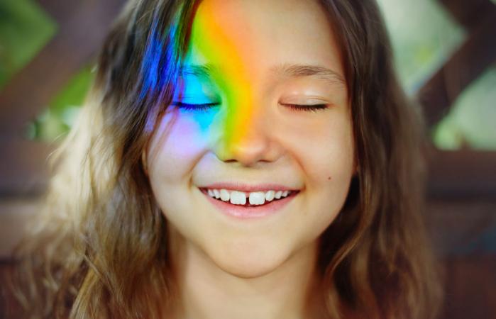 Rainbow on face