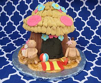 Hawaiian Tiki Hut Baby Shower cake