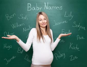 woman deciding baby name