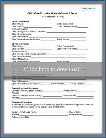 Babysitter Medical Consent Form