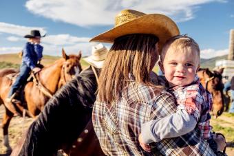 Utah cowgirl mother and baby