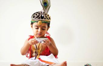 Boy dressed as Lord Krishna