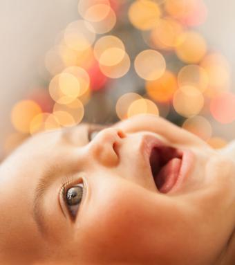 portrait of a baby girl at Christmas time 