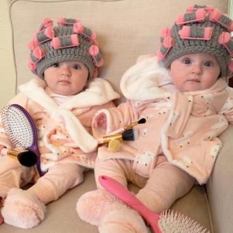 Baby Knitted Hair Roller Curlers Wig Hat