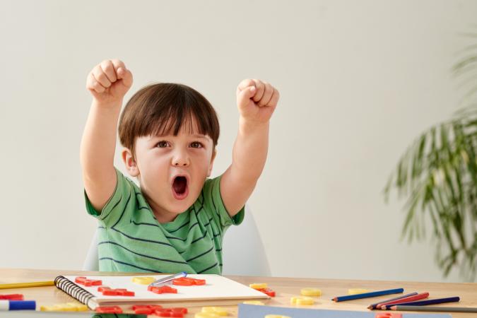 Happy child playing game