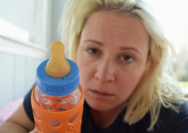Exhausted new mom
