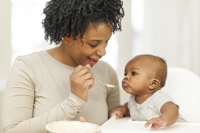 Spoon-feeding baby