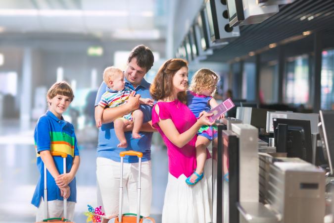 Young family at the airport