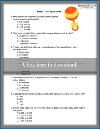 Printable Baby Trivia Games Lovetoknow