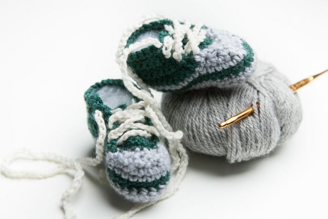 Hand crocheted wool baby shoes