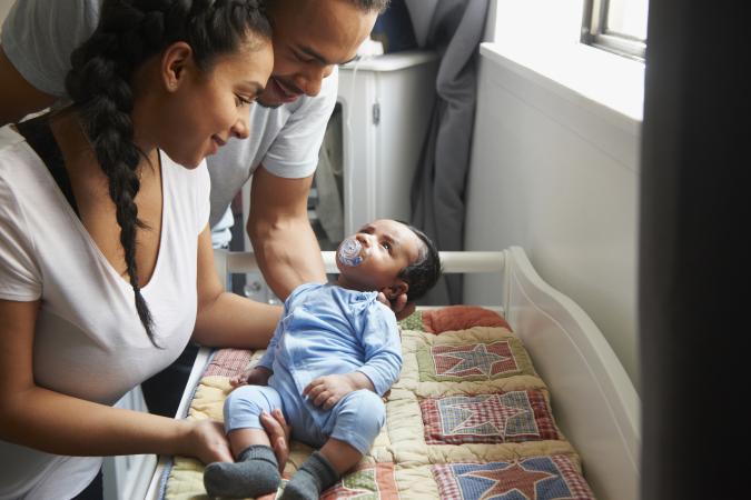 baby on changing table