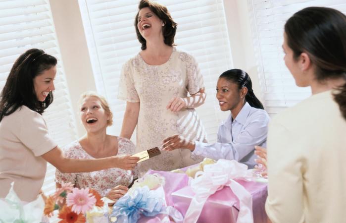 Playing baby shower game