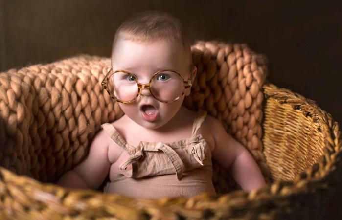 cute funny baby with eyeglasses