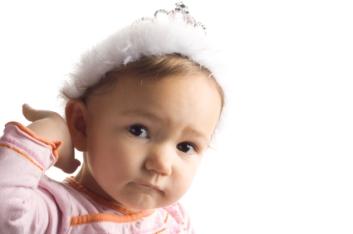 Baby girl wearing a tiara